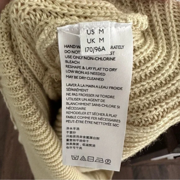 Free People Beach Reed Tan Tie Back Turtleneck Sweater Medium - Picture 6 of 6